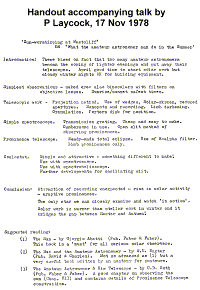 Handout from the talk
