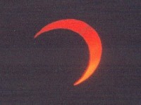 Eclipsed Sun shortly after sunrise