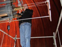 Martin adjusting projection screen