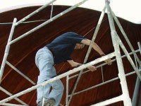 Fig 1. Erecting scaffolding.